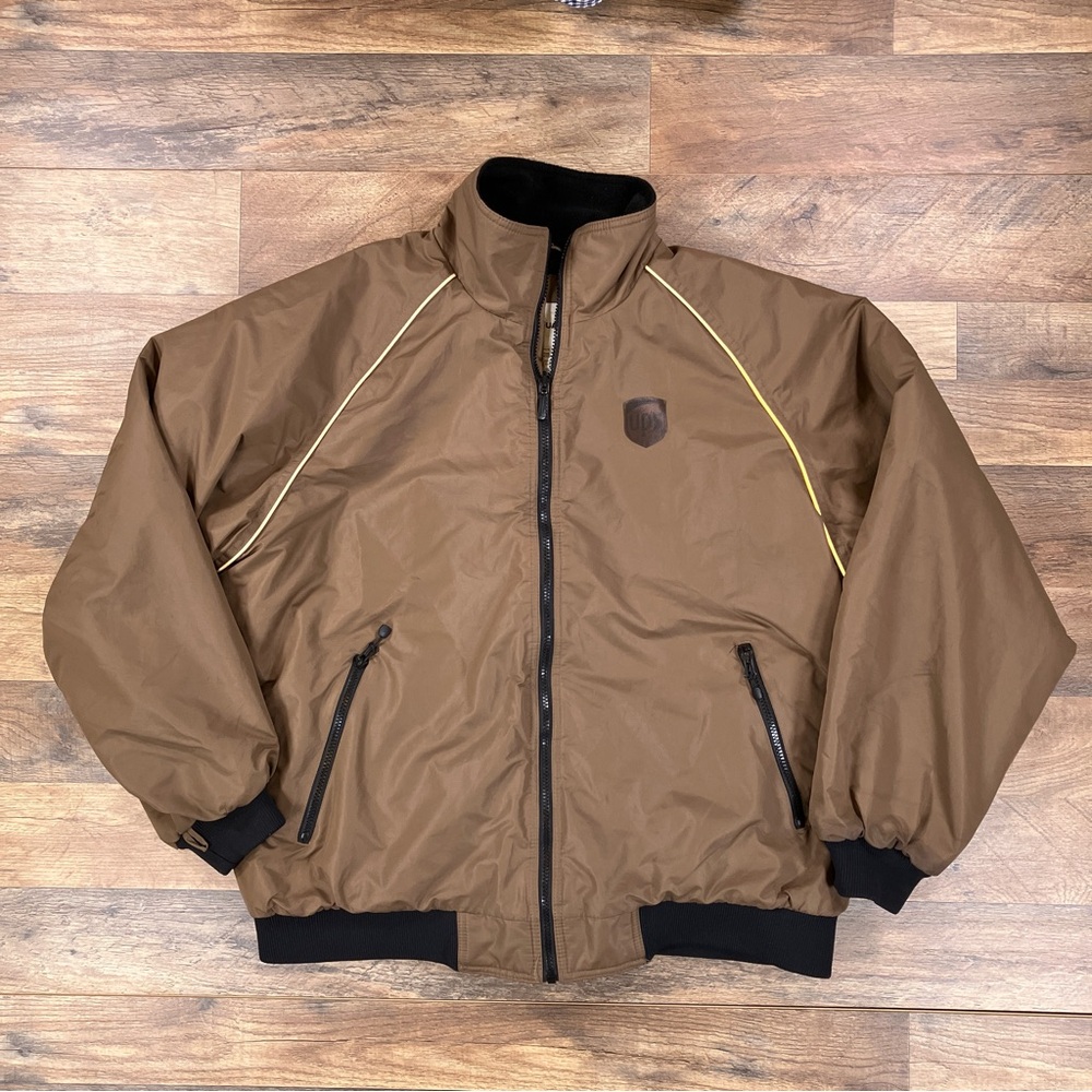 UPS Bomber Jacket Mens XL Brown Polyester Work Wearguard